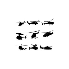 Fototapeta na wymiar helicopter set illustration design silhouette