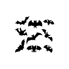 flying bat collection set silhouette design