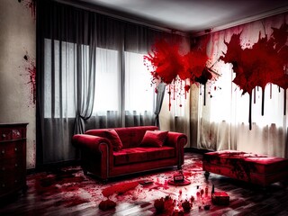A blood splattered crime scene.