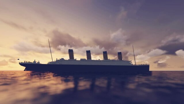 Titanic And Sunset 3D Video Animation