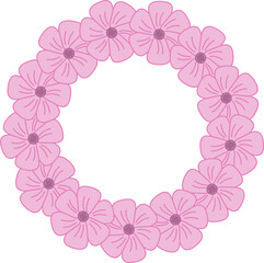Flower arrangement of a round shape. Pink flowers isolated on white background. Vector. Wedding design element. Festive flower arrangement. Postcard design. Copy space.