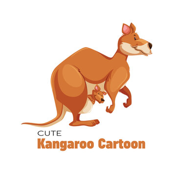 K for Kangaroo, kid learning , Wildlife animal cartoon portrait | Cartoon kangaroo and joey vector image