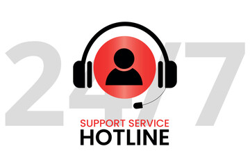 Support service hotline with headphone and microphone. support service for user