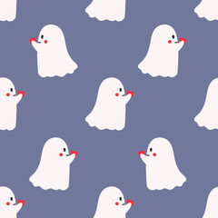 seamless pattern with cute ghost with herat