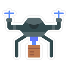 Drone Delivery Sticker Icon