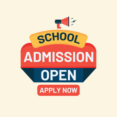 school admission open apply now banner with Loudspeaker and megaphone