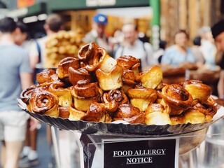 Fresh bakery in market in London, UK