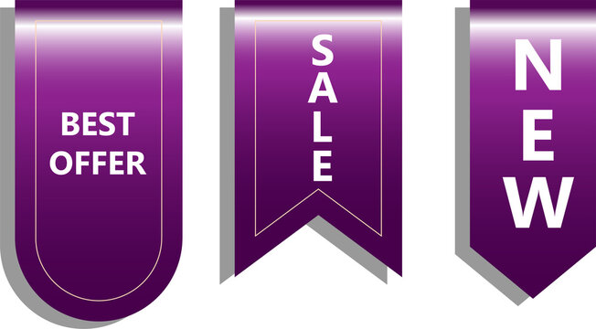 Simple flat style vintage labels, stickers with sale discount text. Sale quality tags and labels. with Transparent Background.