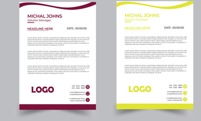 Professional letterhead template design for business project. Corporate letterhead document with company logo & icon. Official letterhead layout with abstract geometric background.Letterhead design 