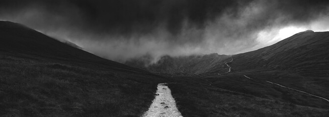 Lake district view on Helvellyn peak, England 2022.