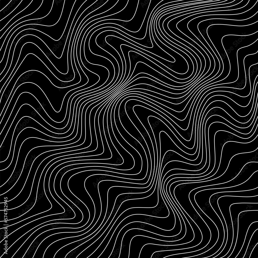 Poster black vector seamless weather map. contour map with waves and lines. abstract topographic, geographi