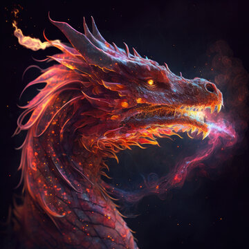 Feuerspeiender Drache Generative AI