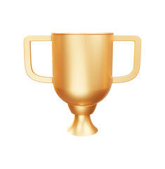 Golden award medal trophy cup 3d rendering illustration