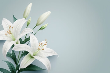 Fototapeta na wymiar Lilies Flowers spring summer Minimalism Background with empty Copy Space for text - Lilies Backgrounds Series - Lilies background wallpaper texture created with Generative AI technology