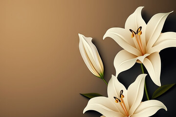 Lilies Flowers spring summer Minimalism Background with empty Copy Space for text - Lilies Backgrounds Series - Lilies background wallpaper texture created with Generative AI technology