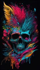 Transform your projects with the captivating image of my vivid and vibrant psychedelic skull. This kaleidoscopic explosion of color boasts intricate details and bold, eye-catching designs.