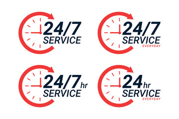 24 hours service everyday clock with arrow icon