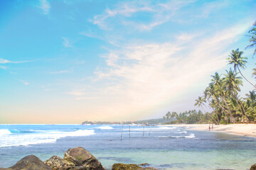 Obraz premium Beautiful view of the tropical beach of Sri Lanka on a sunny day