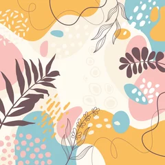 Foto op Plexiglas anti-reflex Design banner frame flower Spring background with beautiful. flower background for design. Colorful background with tropical plants. © donnaya92
