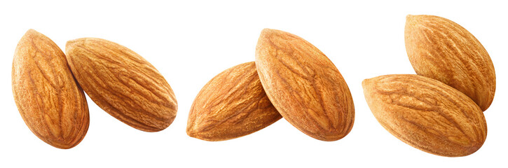Set of almonds cut out