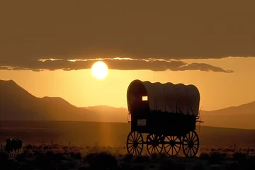 Fototapeten A horse and wagon on a trail in the old West. Cowboy movie.  © AI Movie