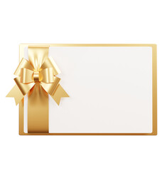 Paper card with gold ribbon 3d rendering illustration