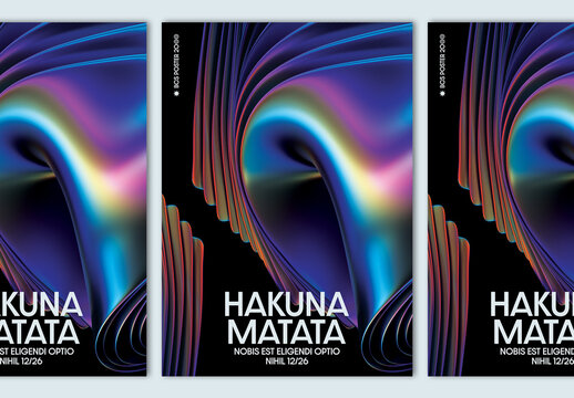 Stylish Holographic Abstract Poster Layout
