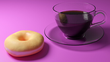 Donut de azúcar con taza de café