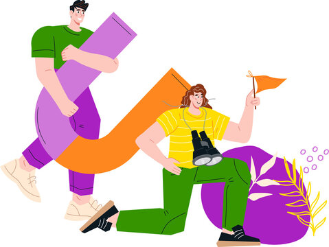 Marketing inbound and customer attraction strategy concept with cartoon characters. Business people with magnet. - Powered by Adobe