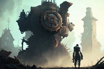 Gears of Fate: A Bleak Mechanical World Generative AI