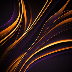 Abstact background of orange and purple lines on black background. Ai Generated