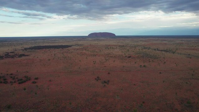 Outback Australia Red Desert Landscape Aerial Drone Shot Uluru, Ayers Rock