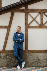 Fototapeta premium portrait of smiling groom with beard