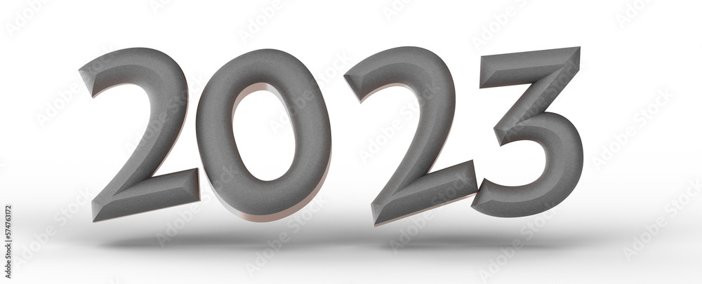 Poster Year as Number - Typography design of 2023 with 3d style design