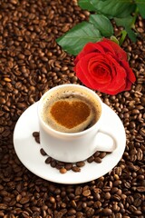Fresh aroma coffee Beans and cups