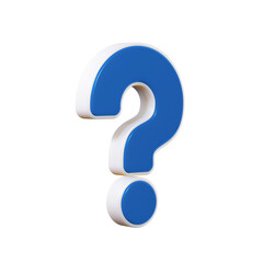 Blue question mark with white stroke. Isolated on a transparent background. 3d render