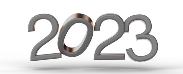 Obraz premium Year as Number - year 2023. 3D illustration numbers isolated white background