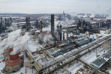 Fototapeta premium Aerial view of big chemical factory.