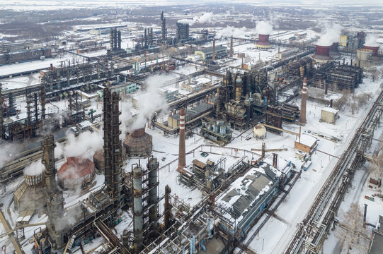 Aerial view of big chemical plant.
