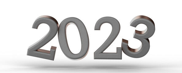 Year as Number - year 2023. 3D illustration numbers isolated white background