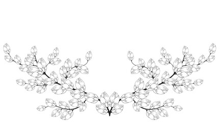 Gentle floral background from flower branches and buds, flower arrangement. Hand drawing. For stylized decor, invitations, cards, posters, flyers, backgrounds, as clipart