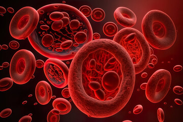 Blood circulatory system. Red blood cells in an artery. Medical human health care concept. Generative AI