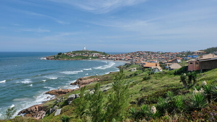 Fototapeta na wymiar Santa Marta Lighthouse in Laguna, Santa Catarina, Brazil 