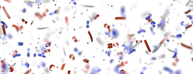 Confetti - American national colors. USA Presidents Day, American Labor day, Memorial Day, US election concept.