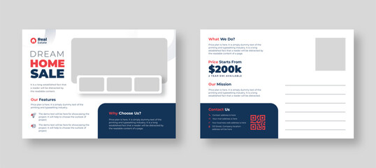 Real estate or marketing agency postcard template