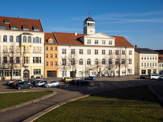 Fototapeta na wymiar Gewandhaus und Roßmarkt in Zeitz, Burgenlandkreis, Sachsen-Anhalt, Deutschland