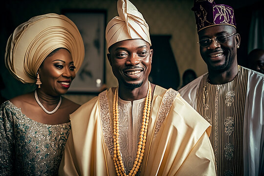 Generative AI. three people wearing traditional attire