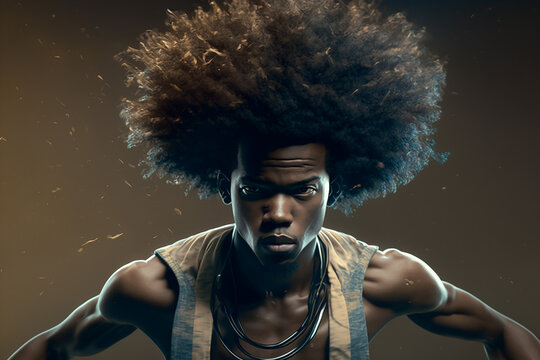Portrait of a afro American hip hop dancer. AI generated image