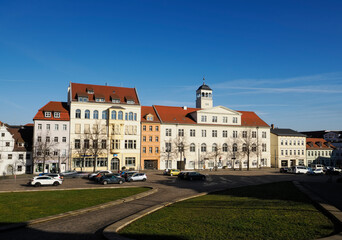 Fototapeta na wymiar Gewandhaus und Roßmarkt in Zeitz, Burgenlandkreis, Sachsen-Anhalt, Deutschland