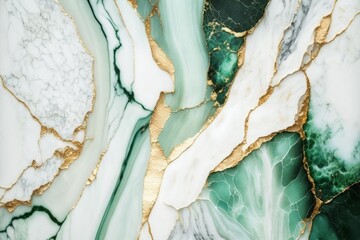 Luxury marble texture background white, light green and gold. Natural stone color material pattern, AI generated